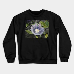 purple passion flower painting Crewneck Sweatshirt